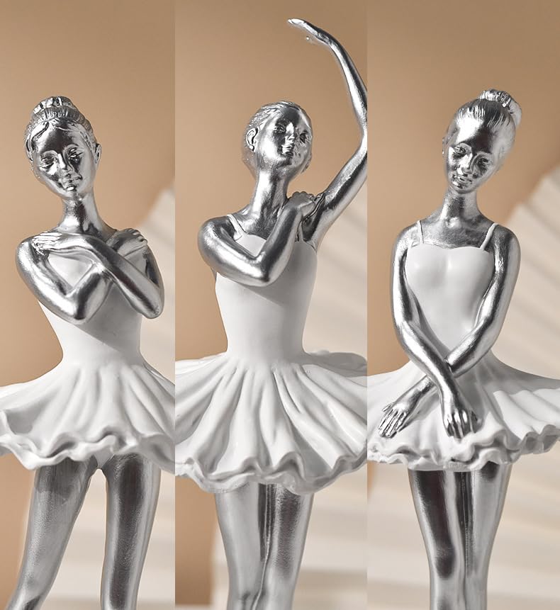 ビッグサイズ シルバー系額装付きコラージュアート作品#バレリーナ