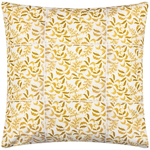 Paoletti Minton Tiles Outdoor Polyester Filled Cushion,Saffron,55 x 55cm