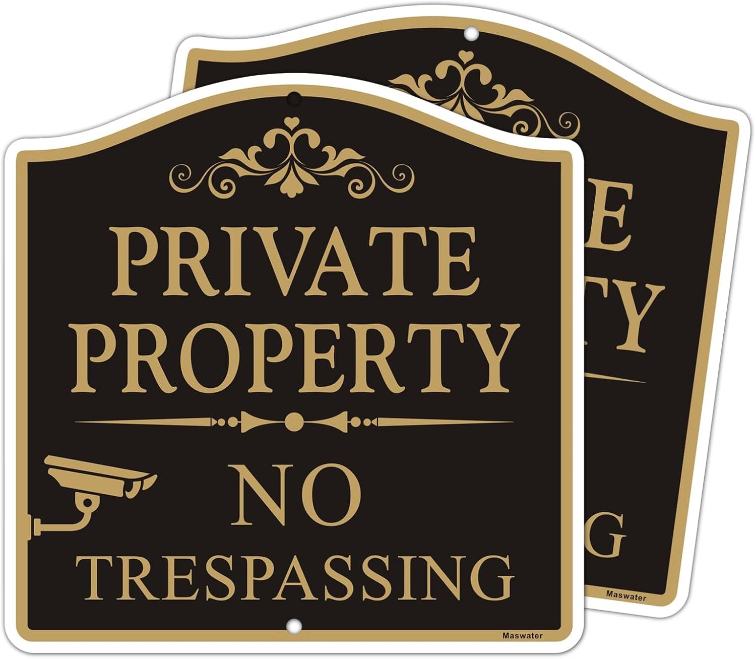 Large Private Property No Trespassing Sign, 2-Pack 12" x 18" No Soliciting Video Surveillance Yard Signs, Reflective Rust Free Easy to Install and Read,Rust Free