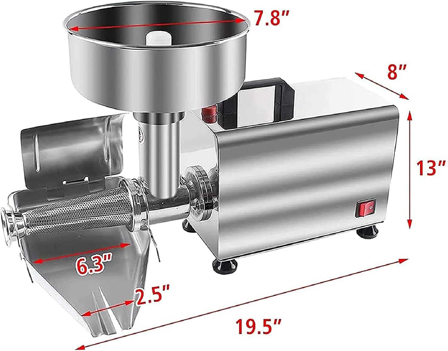Electric Tomato Strainer, 370W Stainless Steel Commercial Tomato Milling Machine, 90-160 Kg/H, with Pure Copper Motor for Western Restaurant, Cake Store, Bakery