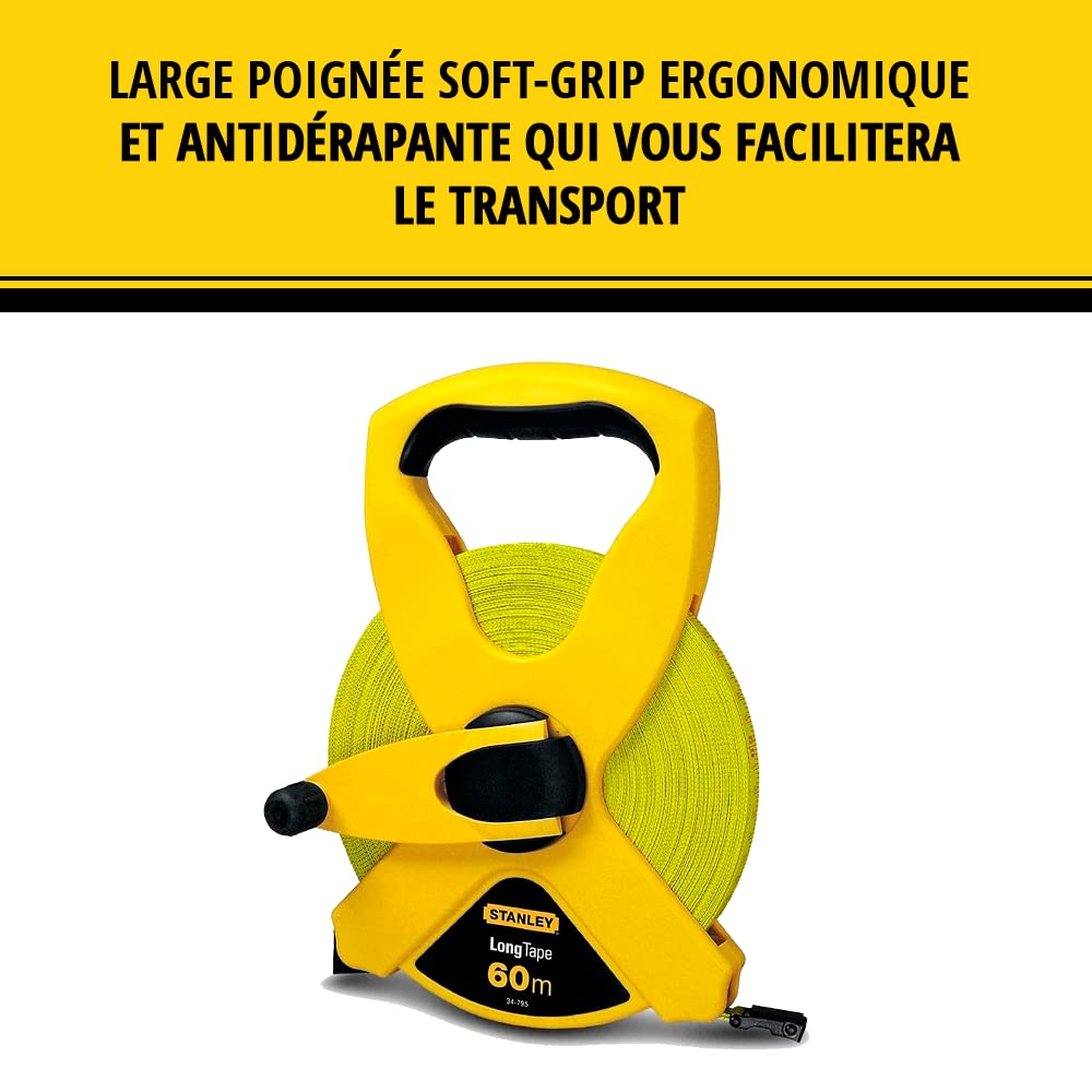 Stanley 2-34-795 Mesure 60 m x 12,7 mm Ruban en fibre de verre & 0-34-296 mètre Ruban 20 m x 12,7 mm en Fibre de Verre 40 Brins - Précision Classe III - Graduation Tous les 2mm