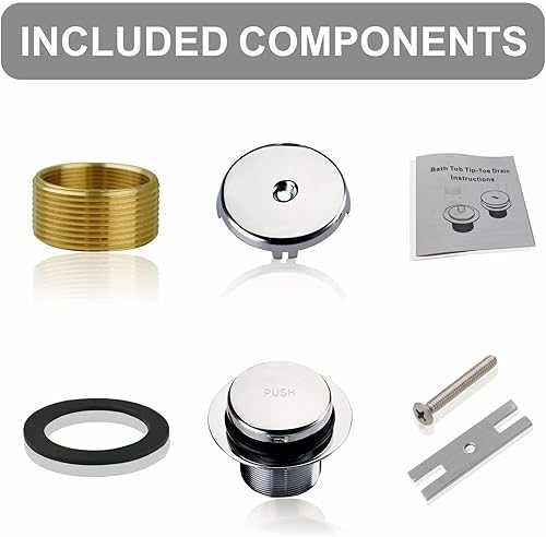 Miniatura 39 de Juego de montaje de reborde de drenaje de bañera color negro, con punta de desagüe de un solo agujero, kit de recambio de rosca gruesa con placa