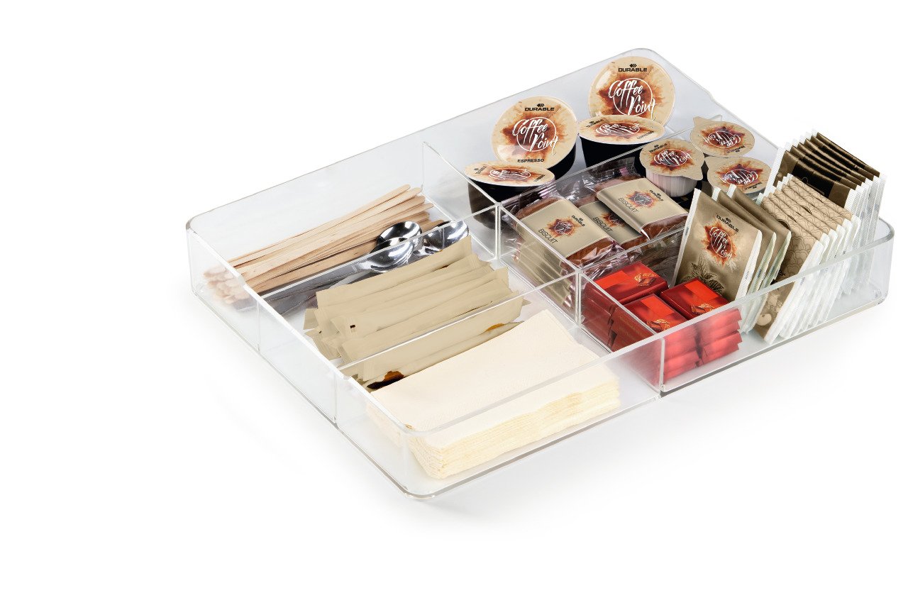 Durable 338419 Tacka z przegródkami Coffee Point Caddy, opak. 1 sztuka, przezroczysta.
