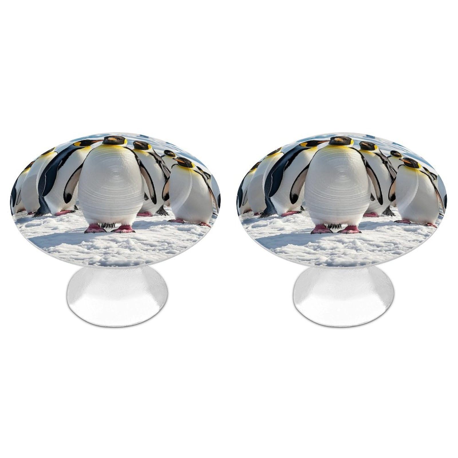 FekiLoot Round Cabinet Knob 2 Pack Kitchen Drawer Knobs Stainless Steel Round Drawer Pulls Modern Cabinet Hardware Cute Penguin Drawer Hardware for Dresser Closet Door Knobs
