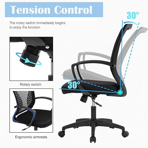 Miniatura 2 de HGS, Silla de oficina para computadora, silla de oficina en casa, silla ergonómica de escritorio para computadora, silla de trabajo de malla con