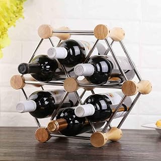 Estante para vinos Madera Maciza Escritorio Color de Madera Montado libremente Fuerte Capacidad de Carga Fuerte y Duradero Puede Poner 6 Botellas de Vino Variedad Creative Wine Rac