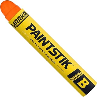Markal 82834- Paintstik Original B Solid Paint Marker- Works on Rough, Rusty, Smooth, or Dirty Surfaces, Weather and UV-Resistant, Fluorescent Orange (Pack of 12)Made in USA