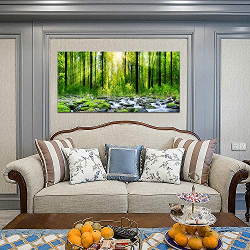 Canvas Art Decor Morning Sunrise Green Trees Landscape Sunshine Over Forest Photograph Printed On Canvas For Home Wall Decoration Wall Art For Living Room Mural Print Artwork Natural Picture #TOP5