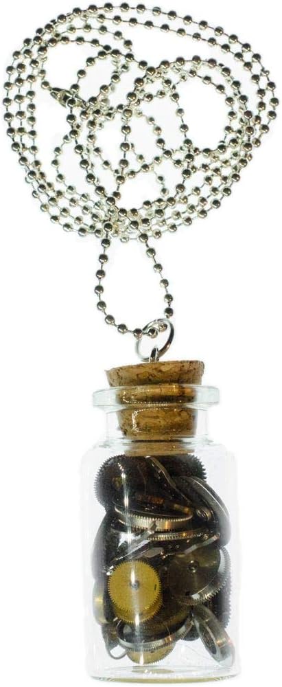 Miniblings Watch Parts Necklace in A Glass Bottle 80Cm Clock Time Gear Vials