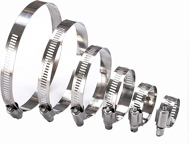 Hose Clips, 30 Pack Adjustable Hose Clamp Set, 6-63mm Stainless Steel Worm Drive Hose Clamp, for Water Pipe, Home Gas Pipe, Automotive, Mechanical Application, 6 Sizes Drive Pipes Hose