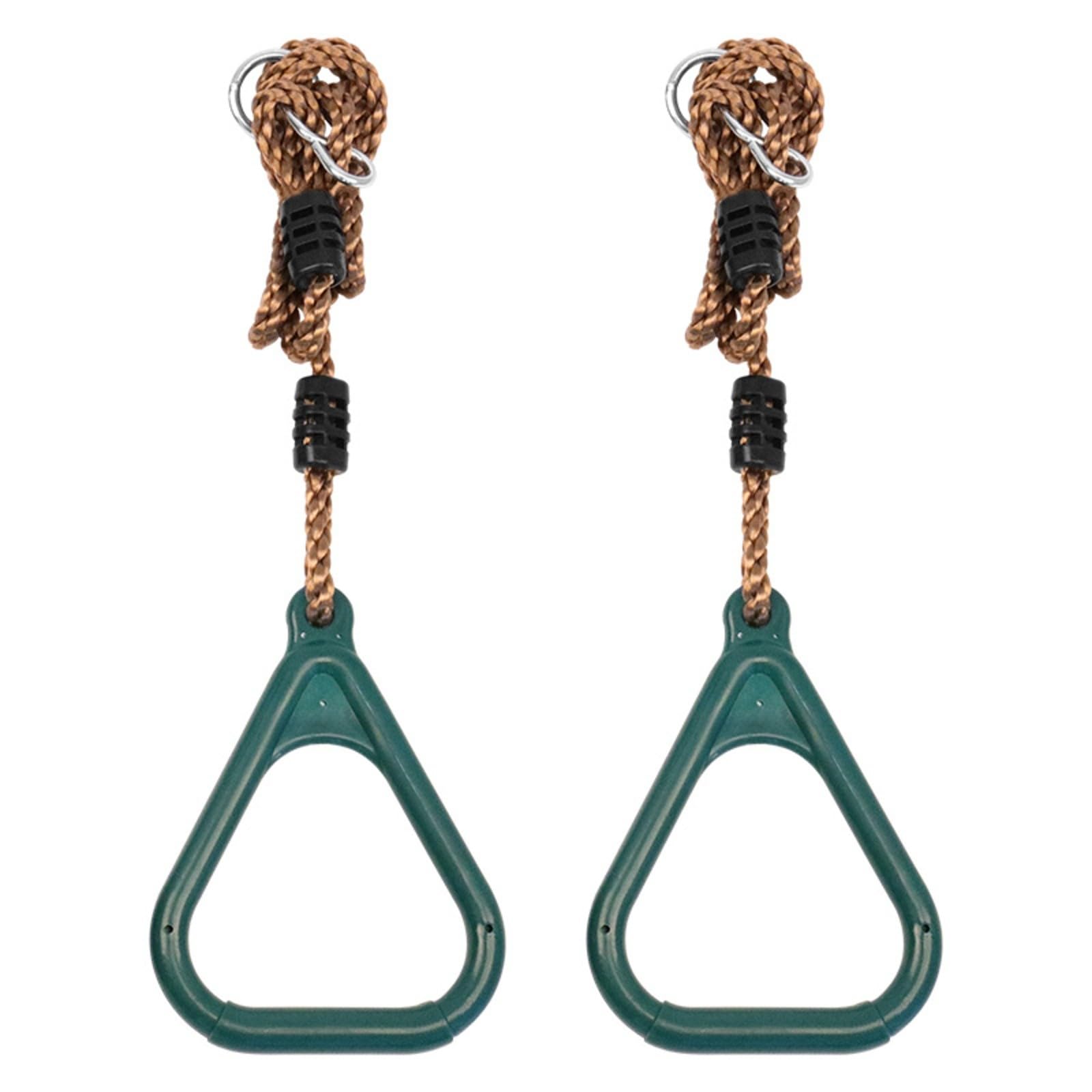 Anelli da Arrampicata con Corda Regolabile Resistente Gioco Sospeso con Manici Triangolari Portatile per Giardino, Area Giochi