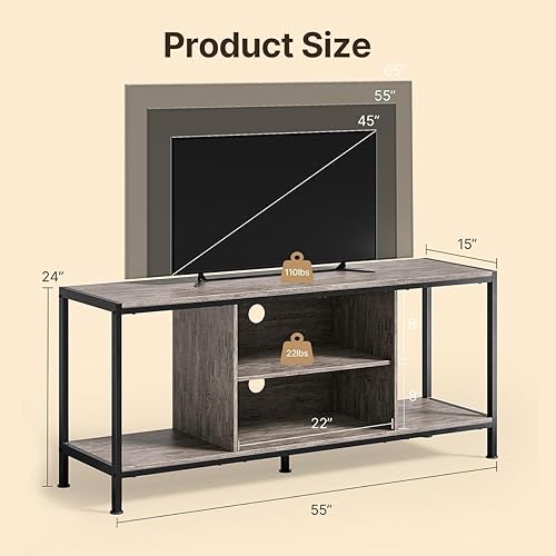 Miniatura 6 de Gizoon Soporte de TV para TV de hasta 65 pulgadas con estantes abiertos, centro de entretenimiento para juegos de 3 niveles para PS5, mesa consola