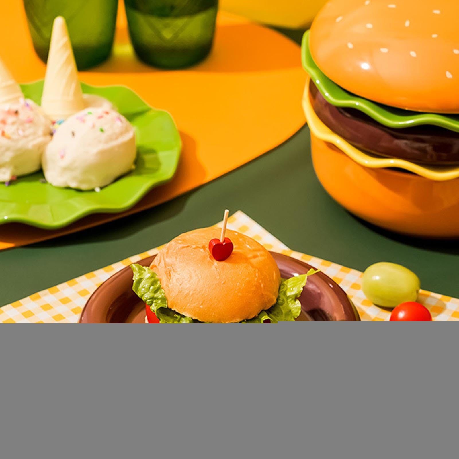 Set Di Per Hamburger Impilabili Stoviglie In Ceramica Impilabili | Ciotole Per Snack Divertenti Per Organizzatori Di Feste E Eventi Cena In Famiglia Picnic Compleanno Barbecue Colazione