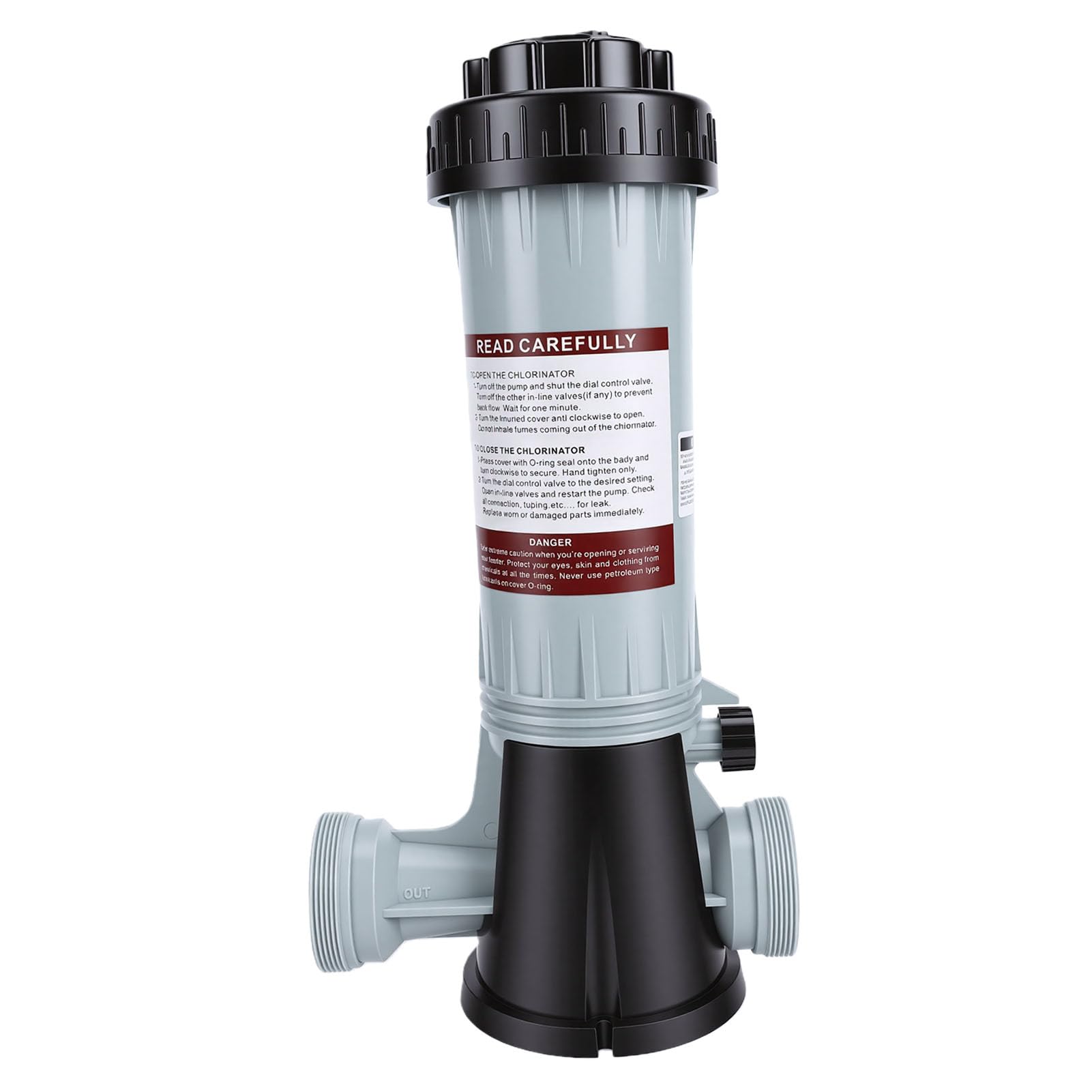 Clorinatore Automatico in Linea per Piscine, dosatore di Cloro per Piscine, Dispenser di Cloro in plastica con Portata Regolabile per Interne ed Esterne.