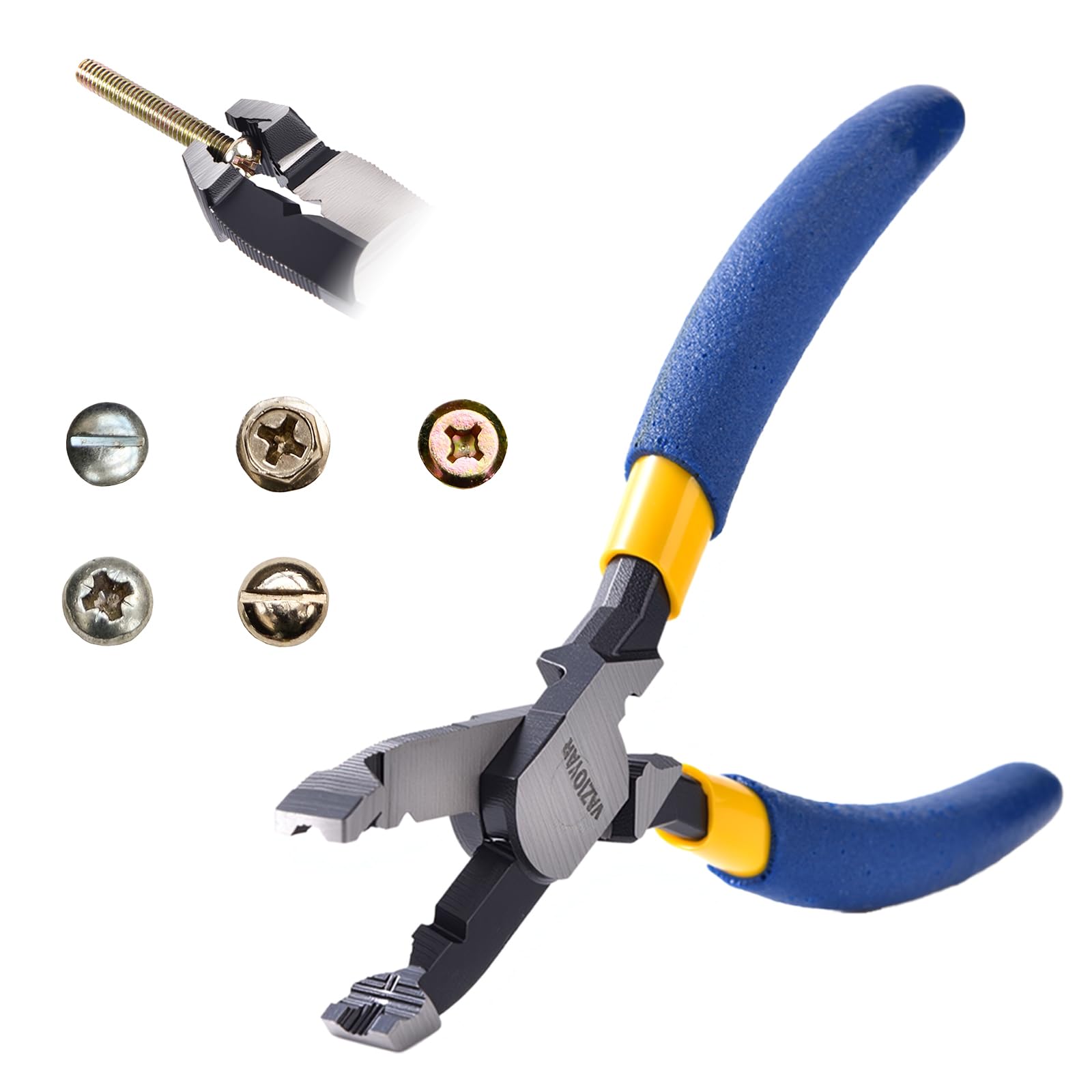 VAZIOYAR Multi-Function Screw Extractor Pliers, Non-Slip Screw Removal Tool, Extracts Stripped, Broken, Rusted Screws, Screw Pliers for Tightening, Loosening and Gripping Nuts and Bolts，Wire pliers