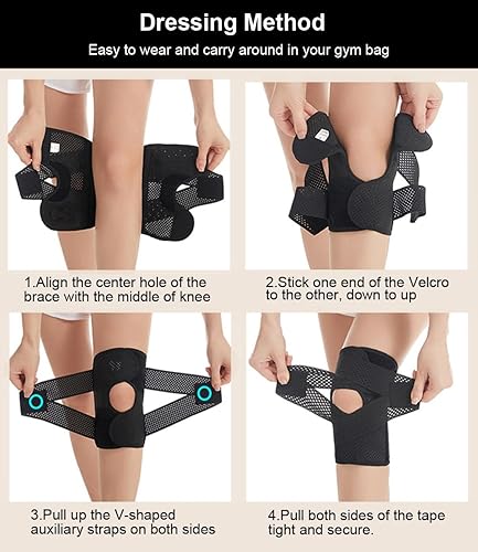 Miniatura 6 de Rodillera con estabilizadores laterales, soporte profesional de compresión de rodilla para hombres y mujeres, rodillera ajustable con almohadilla de