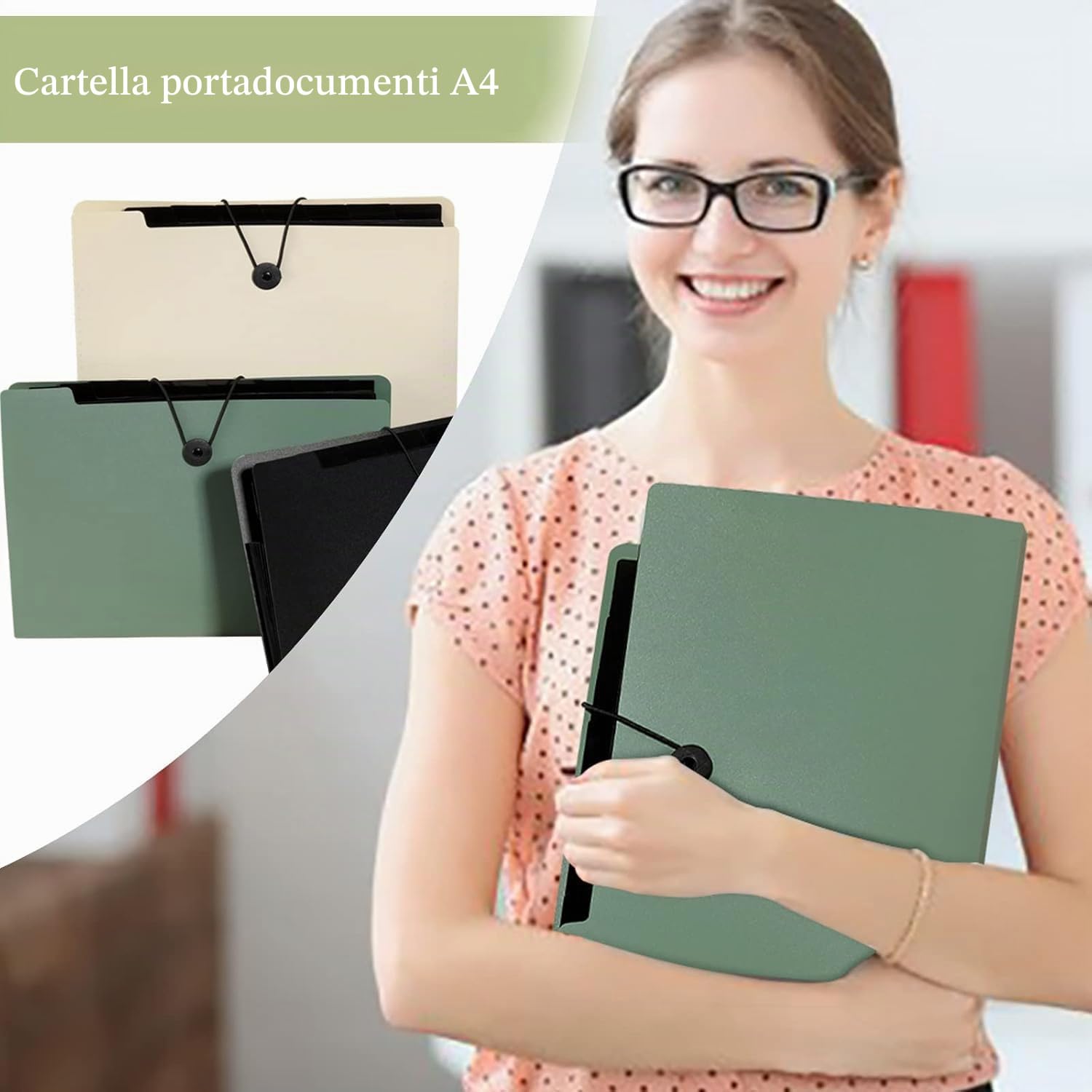 3 Pezzi Cartella Portadocumenti Espandibile A4,Organizzatori Di File Espandibili,Portadocumenti A4 Con 13 Scomparti Grande Capacità,Portatile Cartella Documenti
