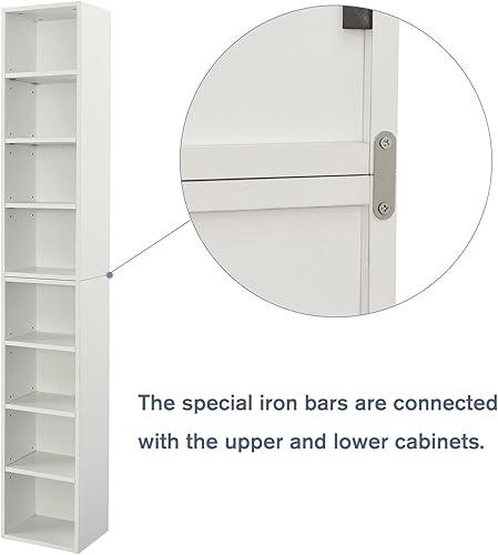 Miniatura 5 de Estantería estrecha de 8 niveles de madera, organizador de cubos de madera, estante de exhibición de colección de estantería con estantes