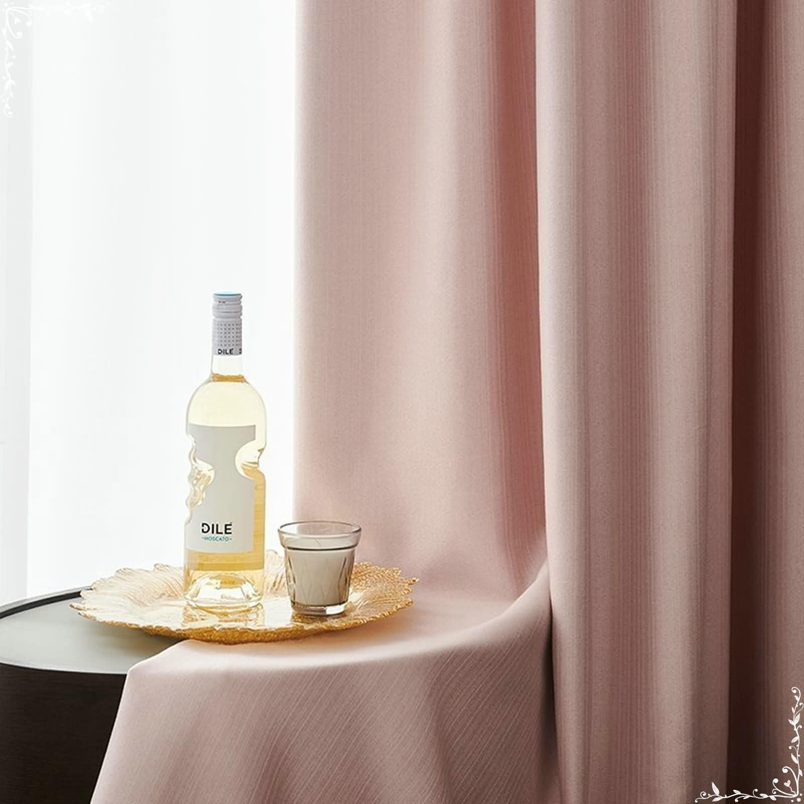 Rideaux chambre occultant rose uni 86x183 cm lot de 2