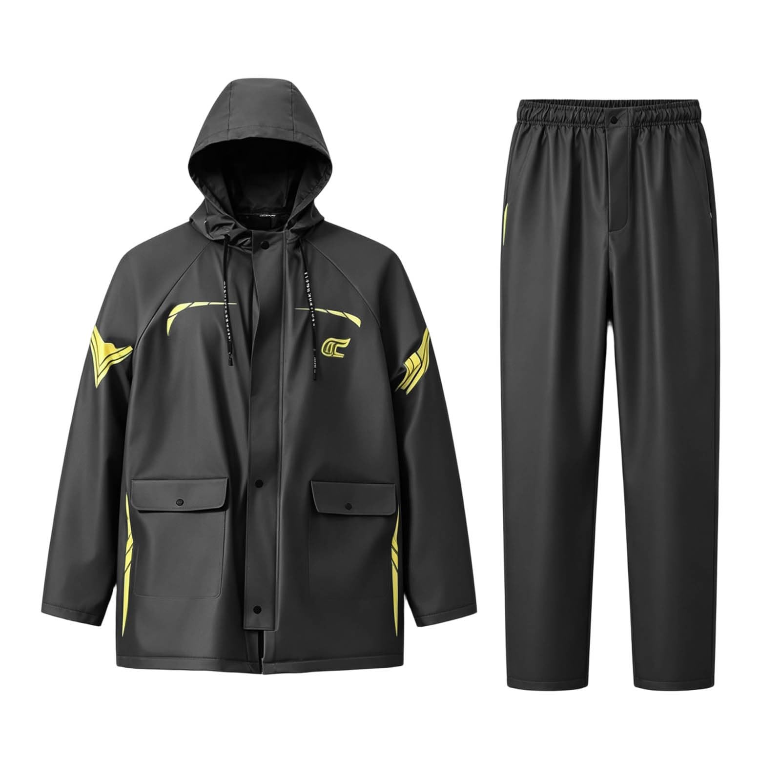 Traje de lluvia para hombre impermeable combi de 2 piezas plegable a prueba de viento chubasquero pantalones de lluvia transpirable ligero con capucha adecuado ropa de lluvia ligera