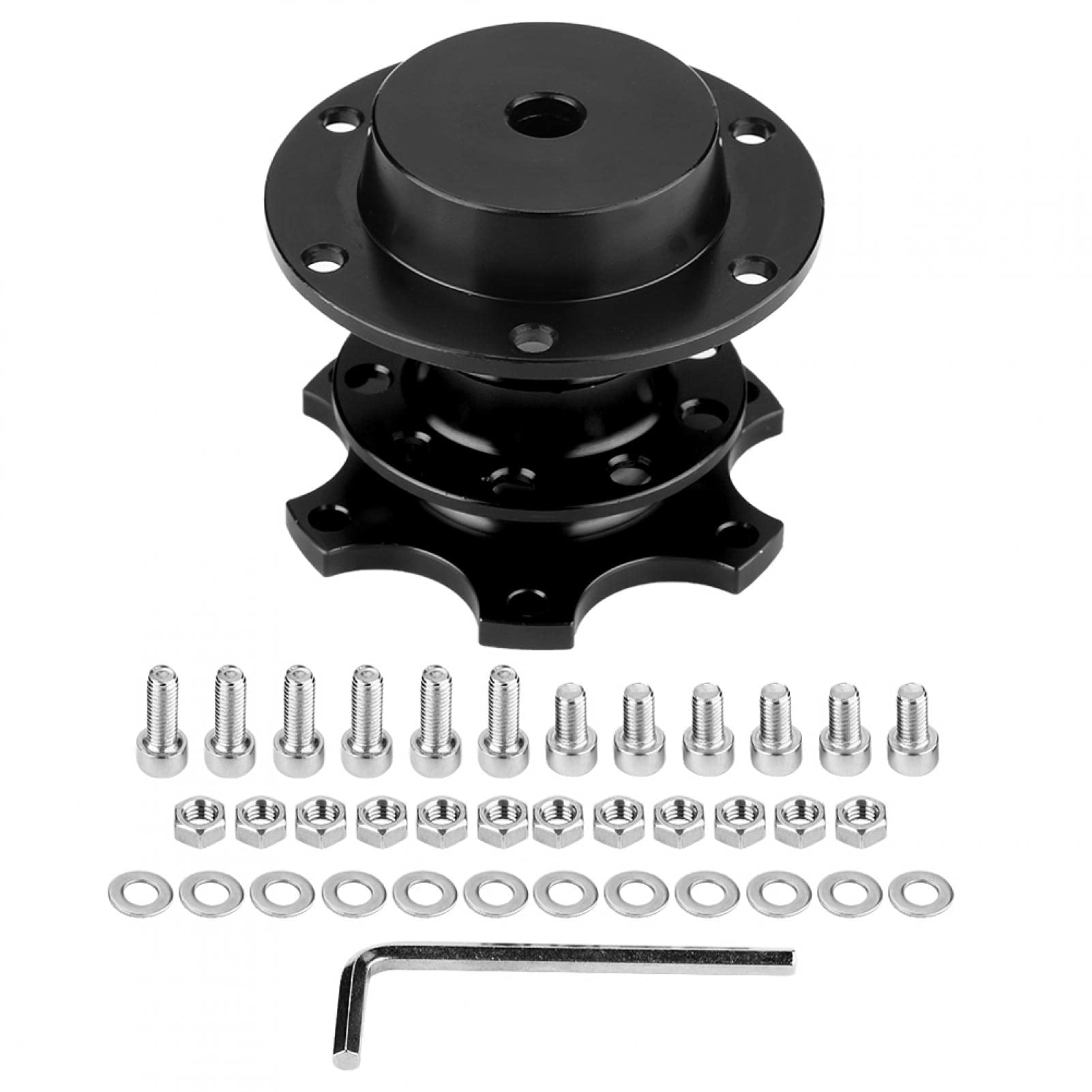 Quick Release Snap Off Kit, adaptador de cubo universal antirrobo de precisión con tornillos para volantes de 6 agujeros (negro)