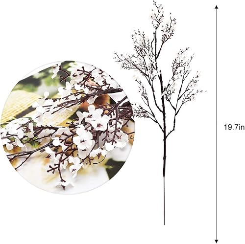 Miniatura 4 de Artflower - Paquete de 4 flores artificiales de Gypsophila velo de novia de 19.7 pulgadas, ramo de velo de novia de seda de tacto real, flores de