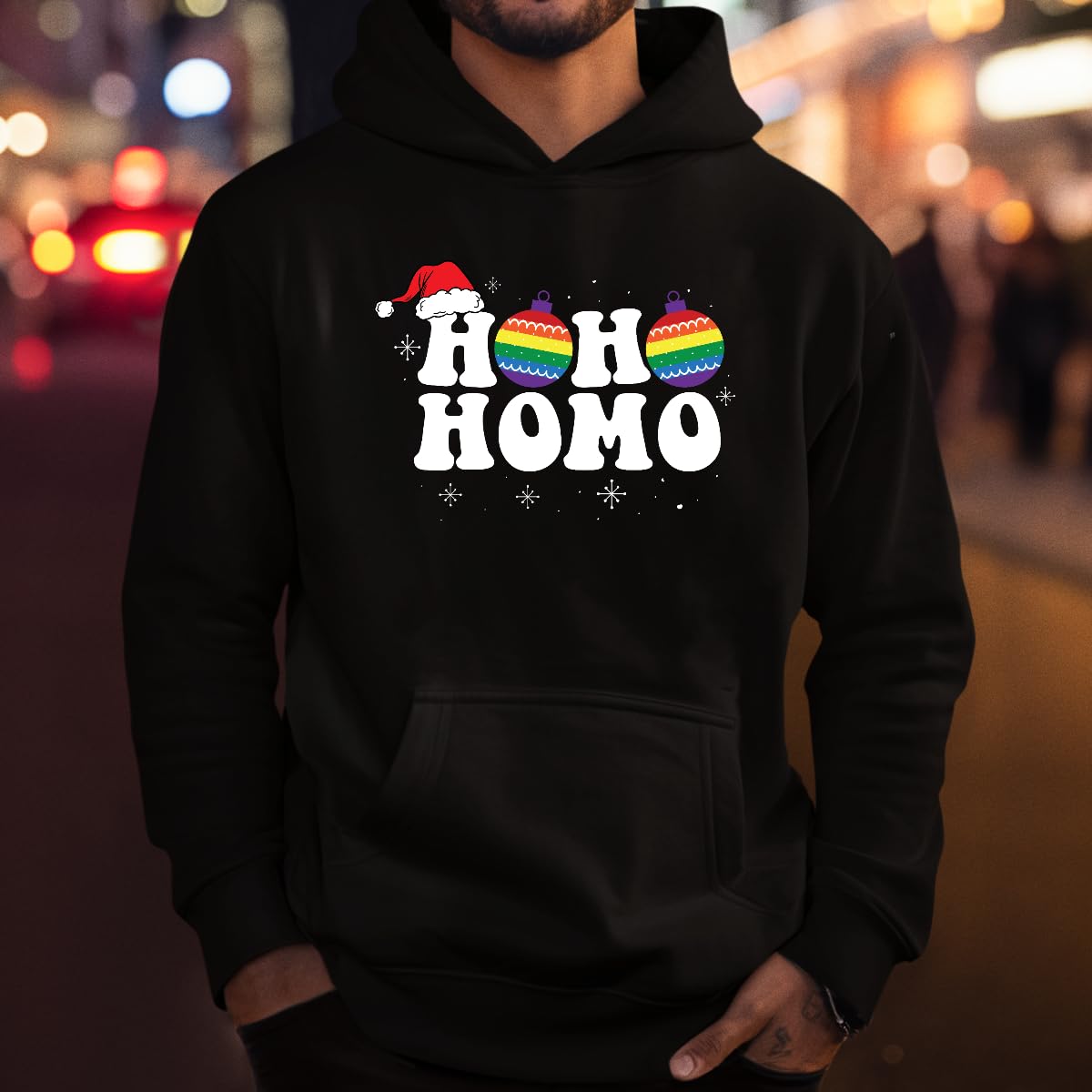 LGBT Gay Arcobaleno Ho Ho Homo Christmas - Maglione natalizio