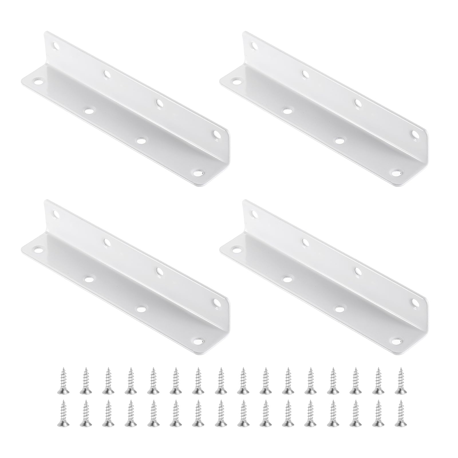 sourcing map 4Pcs L-Shaped Brackets Corner Brace, 0.98"x0.98"x5.51" Corner Bracket Shelf Bracket Right Angle Brackets for Wood Shelves Furniture (25x25x140mm, White)