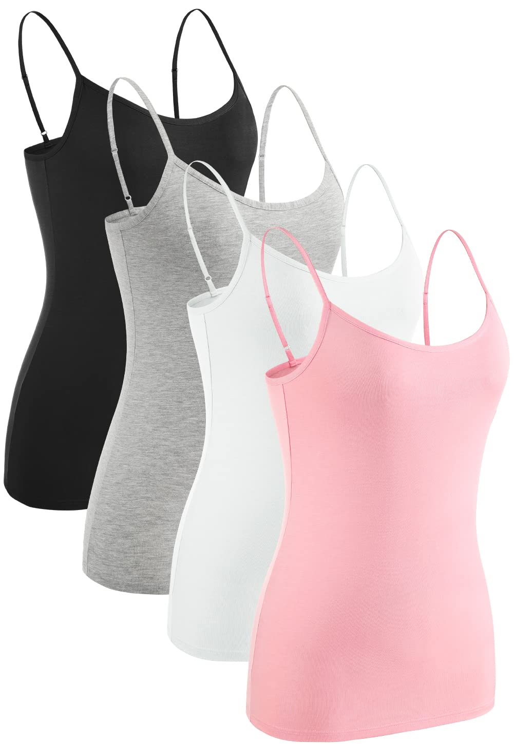 RosylineAdjustable Camisoles Women Basic Undershirt Spaghetti Strap Tank Top 4 Pack