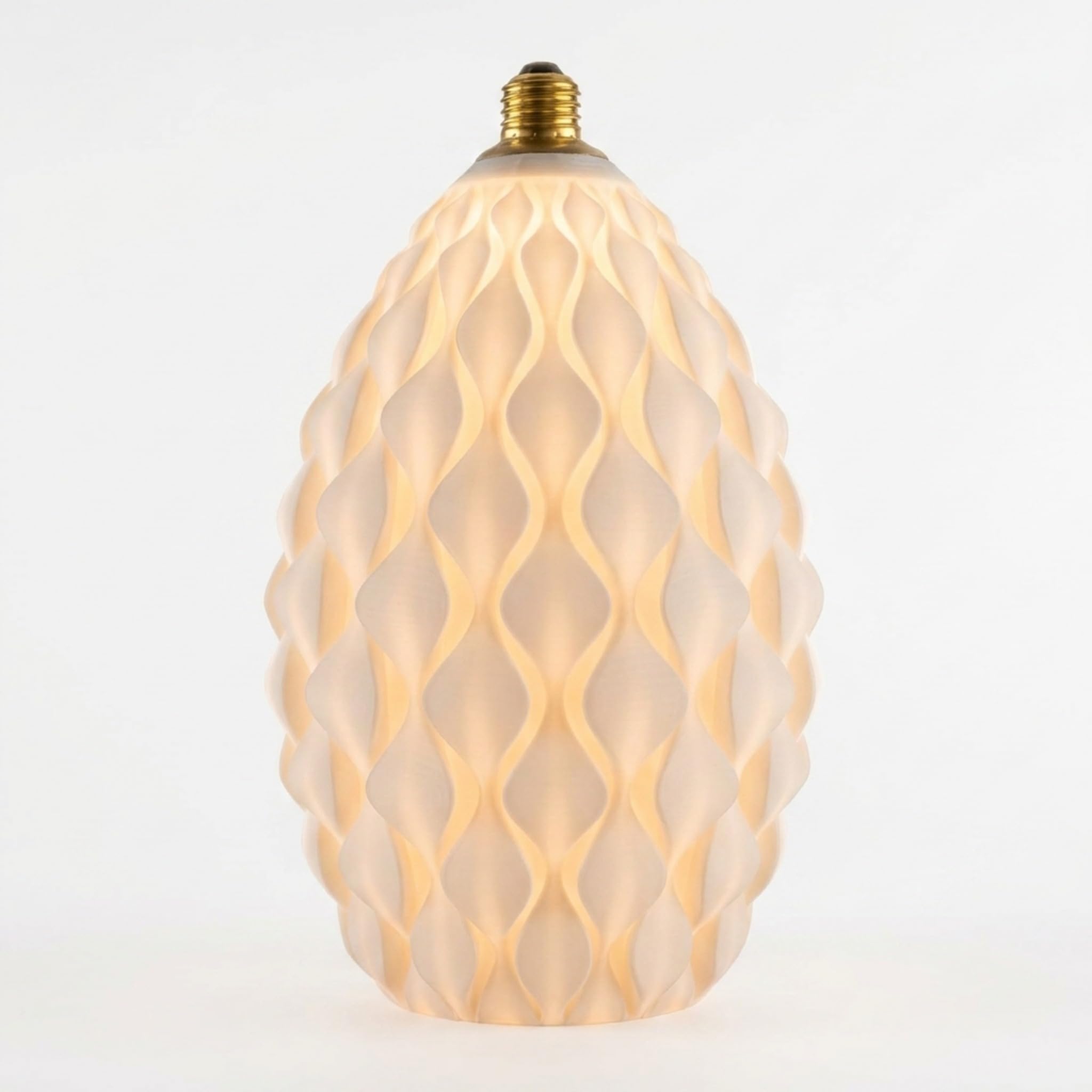 greenandco lampada di design a LED bianca | Fiore | dimmerabile | E27 | 4,5W 300lm | 3000K bianco caldo | CRI 90+ | senza sfarfallio | 180° | 230V | PLA biodegradabile | 170 * 283mm