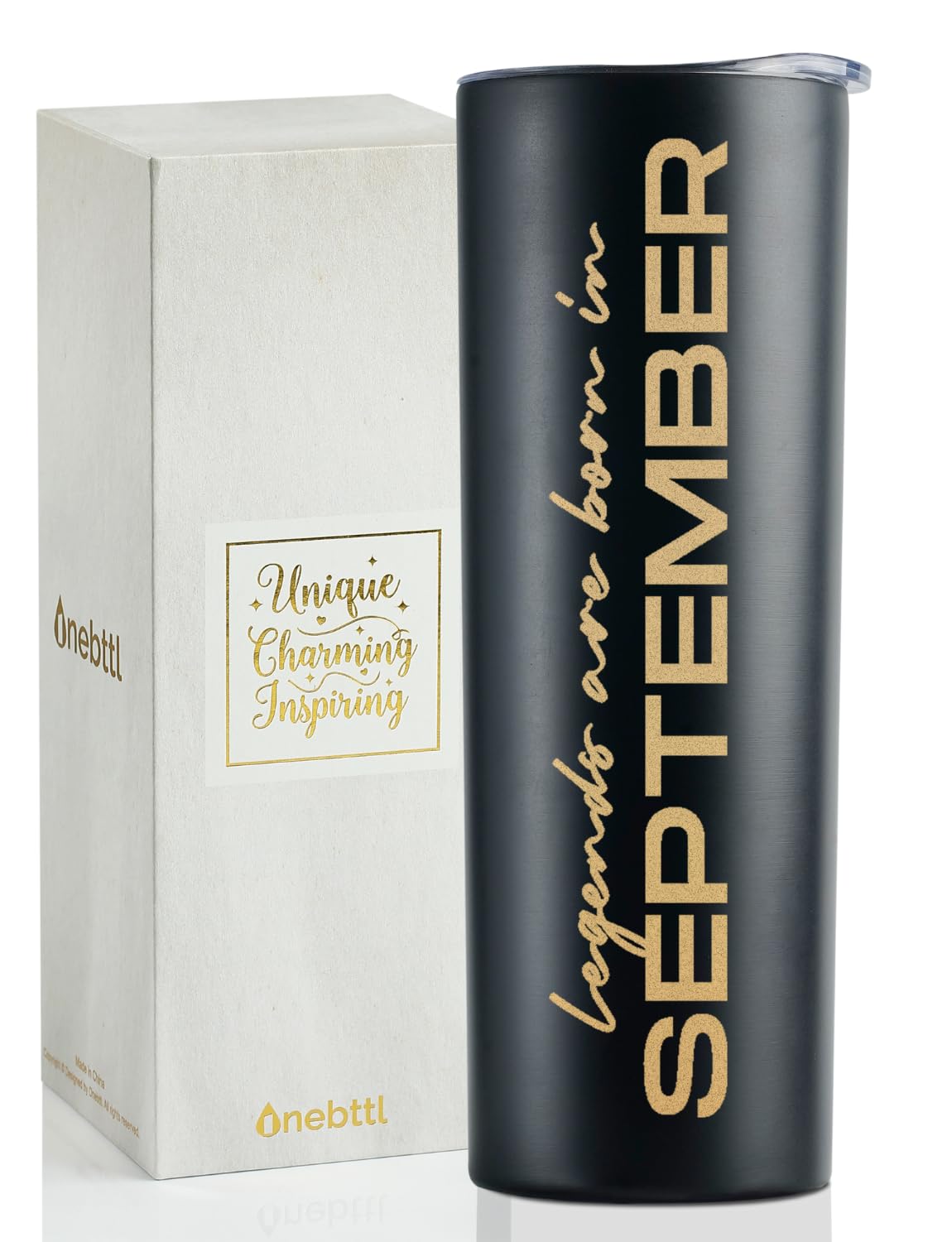 Onebttl Legends are Born in September Birthday Gifts for Men, Funny Birthday Tumbler for Him, Boyfriend, Son, Husband, Dad, Son, Uncle, 20 oz Stainless Steel Cup with Lid and Straw - Gold