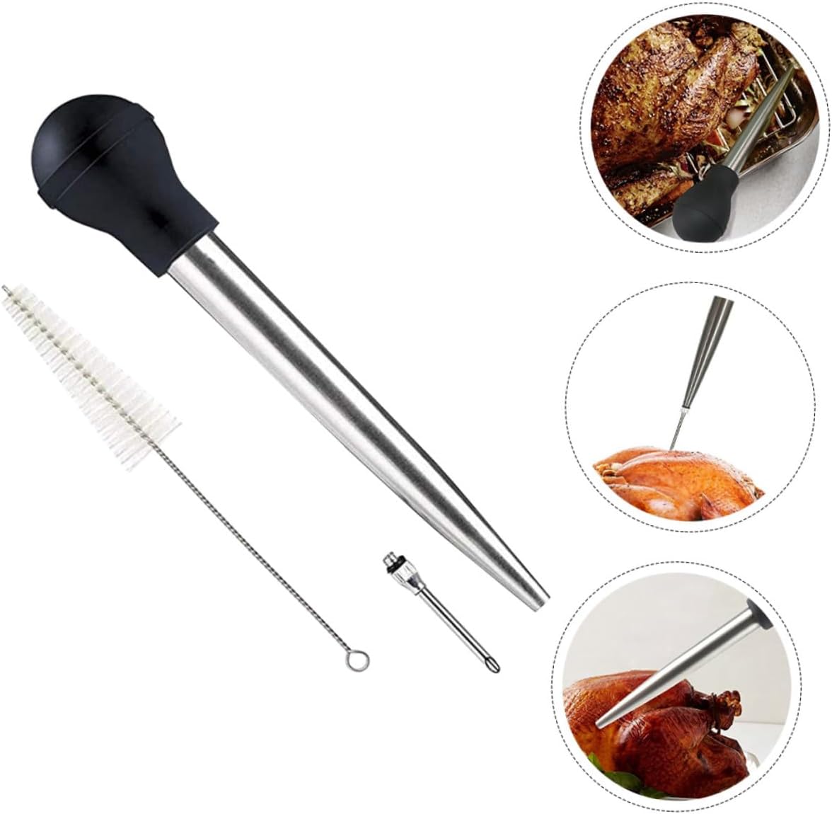 Practical Meat Marinade Injector Kitchen Food Injector for Turkey Chicken Steak Barbecue Cooking Ergonomic Design Easy to Clean and Dishwasher Safe