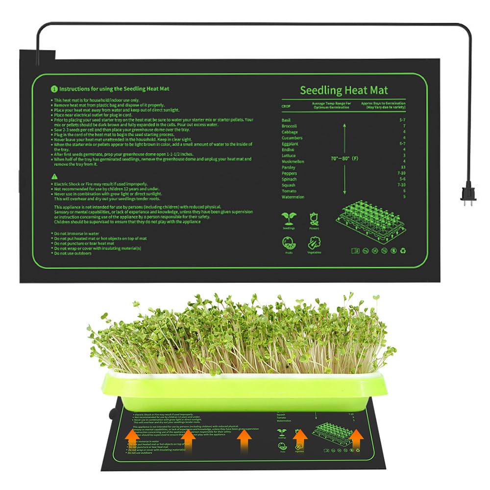 LUFEIS Esterilla Calefactora para Plantas, 20W Alfombrilla Térmica para Plántulas, Manta Termica Plantas de Invernadero, para Invernadero, Germinación, Jardín Hidropónico, Terrario, 25 * 52,5cm