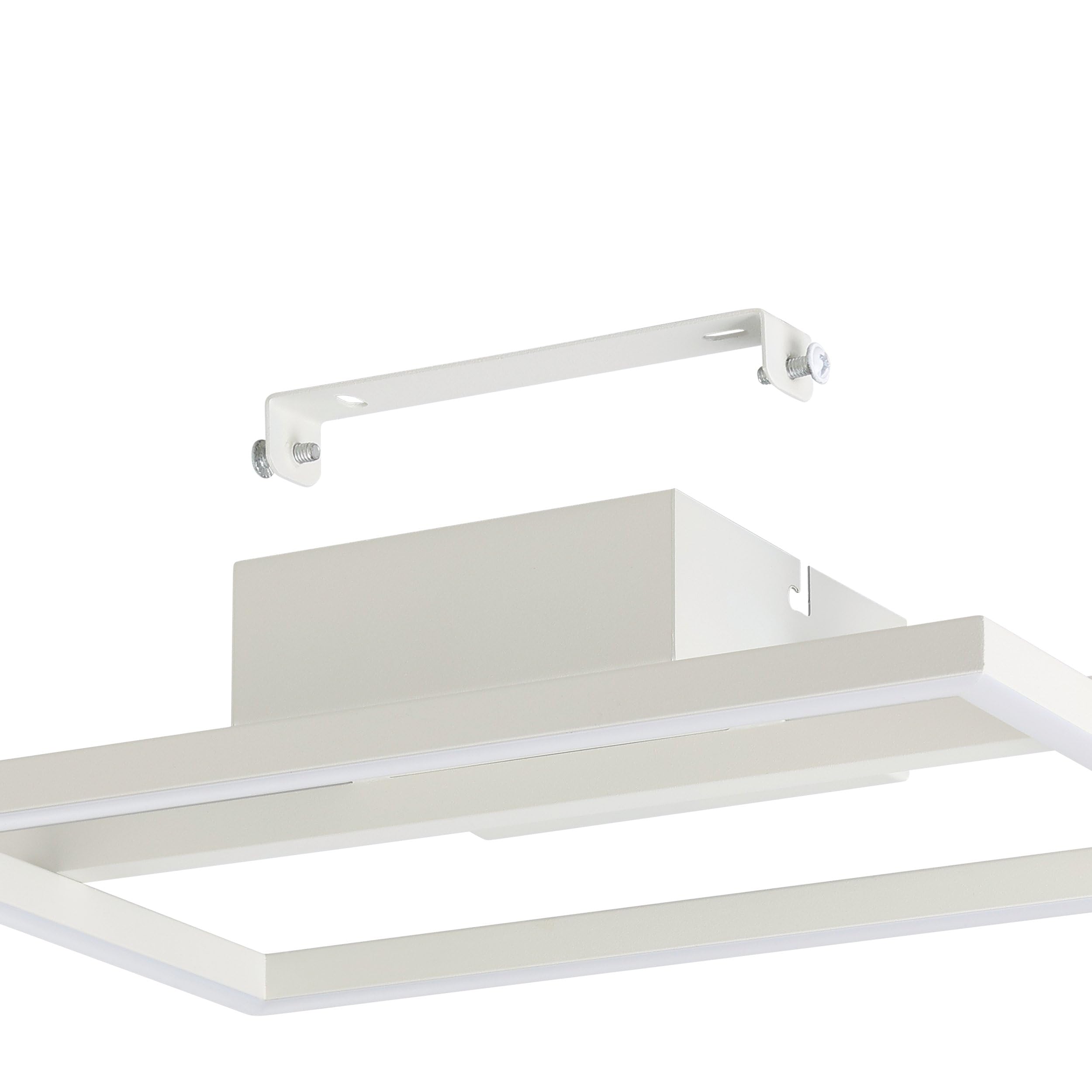 Eglo Amandolo Plafoniera LED, lampada da soffitto quadrata dimmerabile | con telecomando, plafoniera geometrica in metallo bianco, colore luce bianca caldo-bianca fredda, retroilluminazione RGB