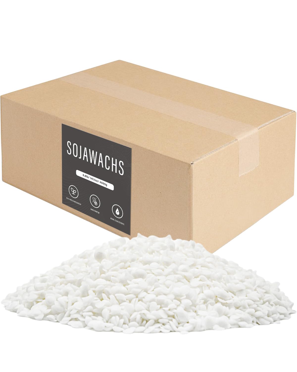 BOYUJK Wosk sojowy do świec 4 kg/5 kg/10 kg, naturalny wosk do świec premium, 100% wosk sojowy do produkcji świec z upraw ekologicznych (4 kg)