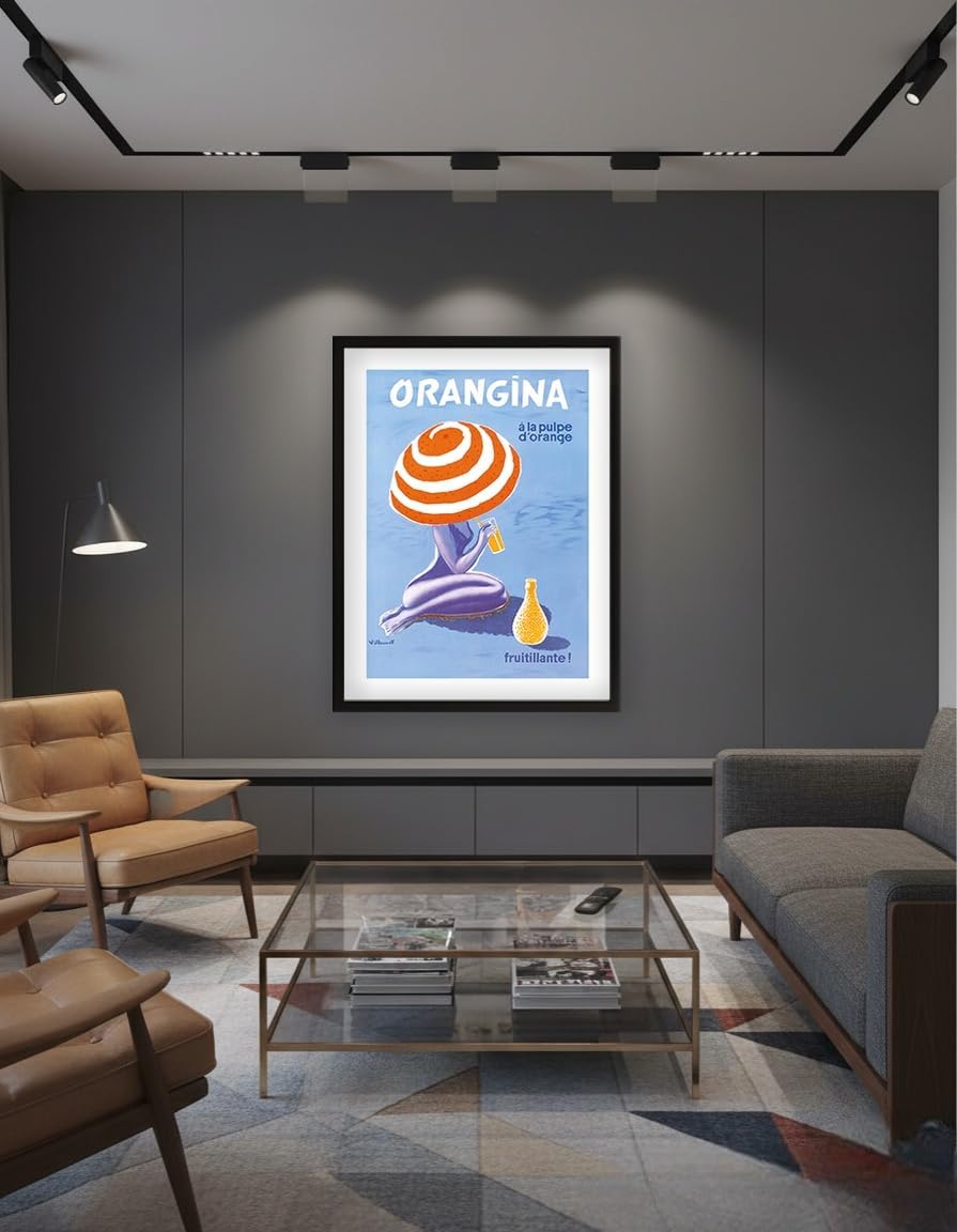 Orangina - Orange Sparkling Soda! - Vintage Advertising Poster by Bernard Villemot c.1964 - Fine Art Matte Paper Print (Unframed) 11x14in