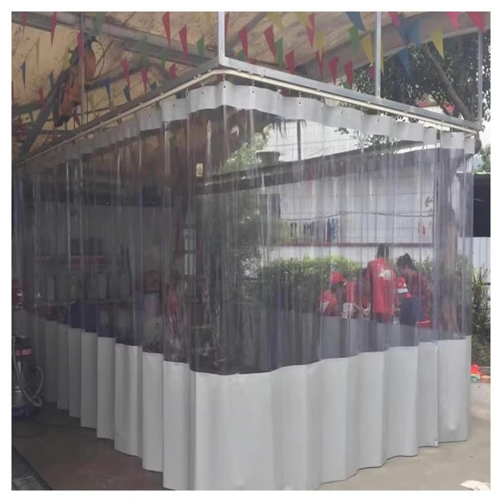 Durchsichtiger Planenvorhang, Robuste, Transparente, Verschiebbare Trennvorhänge, Wasserdichtes Vinyl Mit Ösen For Arbeitsbereiche, Terrasse, Veranda, Autowaschanlage Und Depot(2.4x3m/7.9x9.8ft)