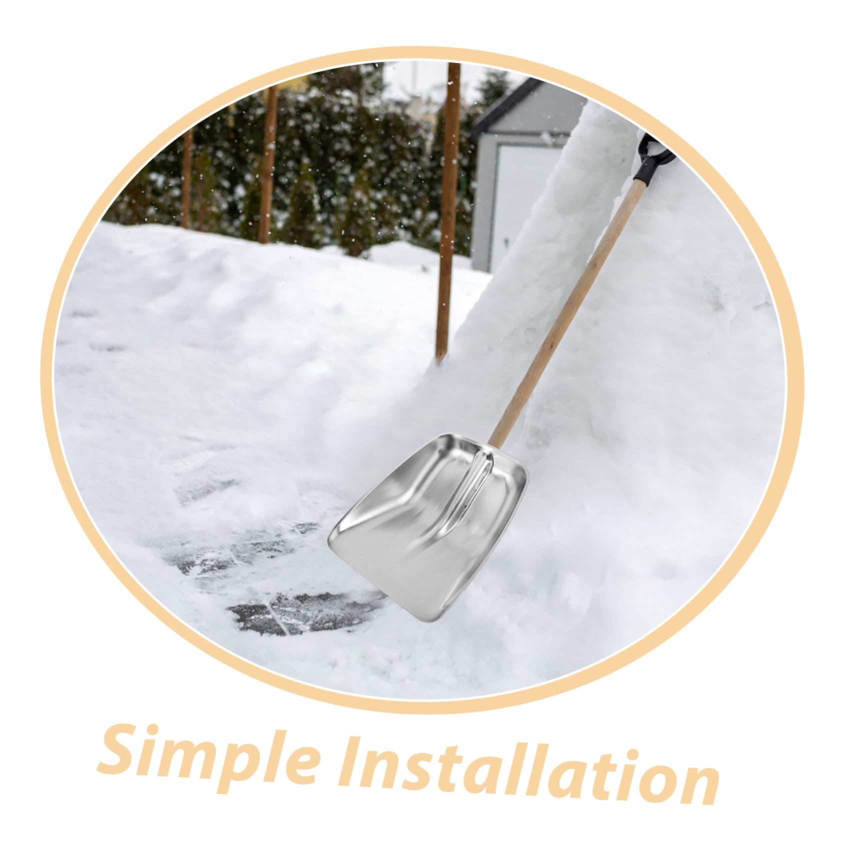 Alipis Testa della Pala da Neve in Acciaio Inossidabile Resistente Design Ergonomico per Pulizia Neve All'aperto e Gestione Cereali, Facile Installazione