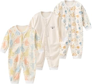 Newborn Unisex Baby Jumpsuit Snug Fit Cotton One Piece Long Sleeve Snap Footed Pajama 6-9 Months