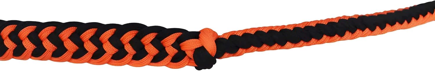 Roping Knotted Horse Tack Western Barrel Reins Nylon Braided Orange Black 60712