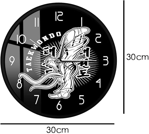 Miniatura 2 de The Geeky Days Reloj de pared con marco de metal de lucha moderno Taekwondo de artes marciales Tae Kwon Do Club decorativo para colgar