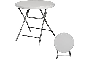ZenStyle 30in Round Folding Table - Portable Indoor Outdoor Plastic Table for...