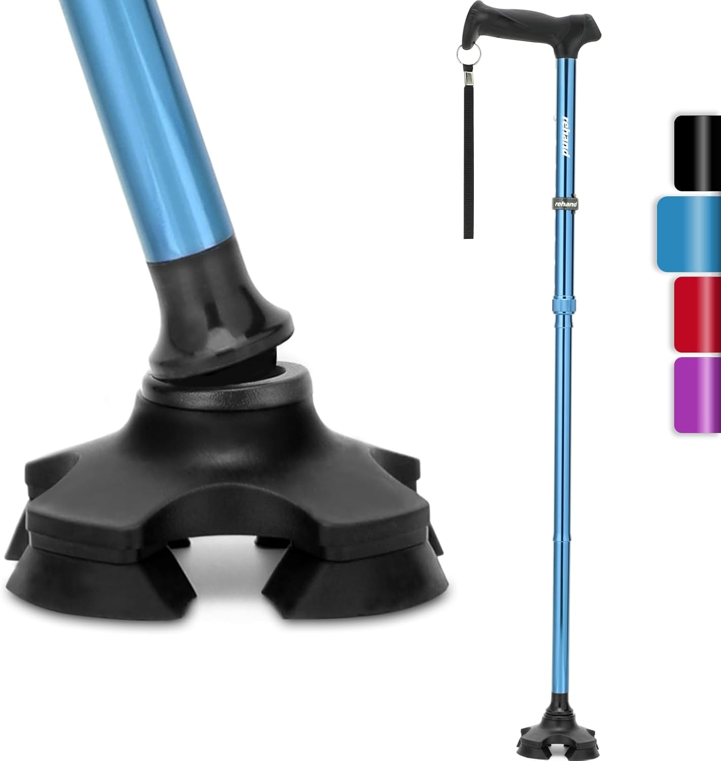 REHAND Walking Cane for Men & Women - Foldable, Adjustable, Lightweight, Self Standing Pivot Walking Cane, Soft Handle Grip, with Travel Bag, Walking Sticks for Seniors & Adults