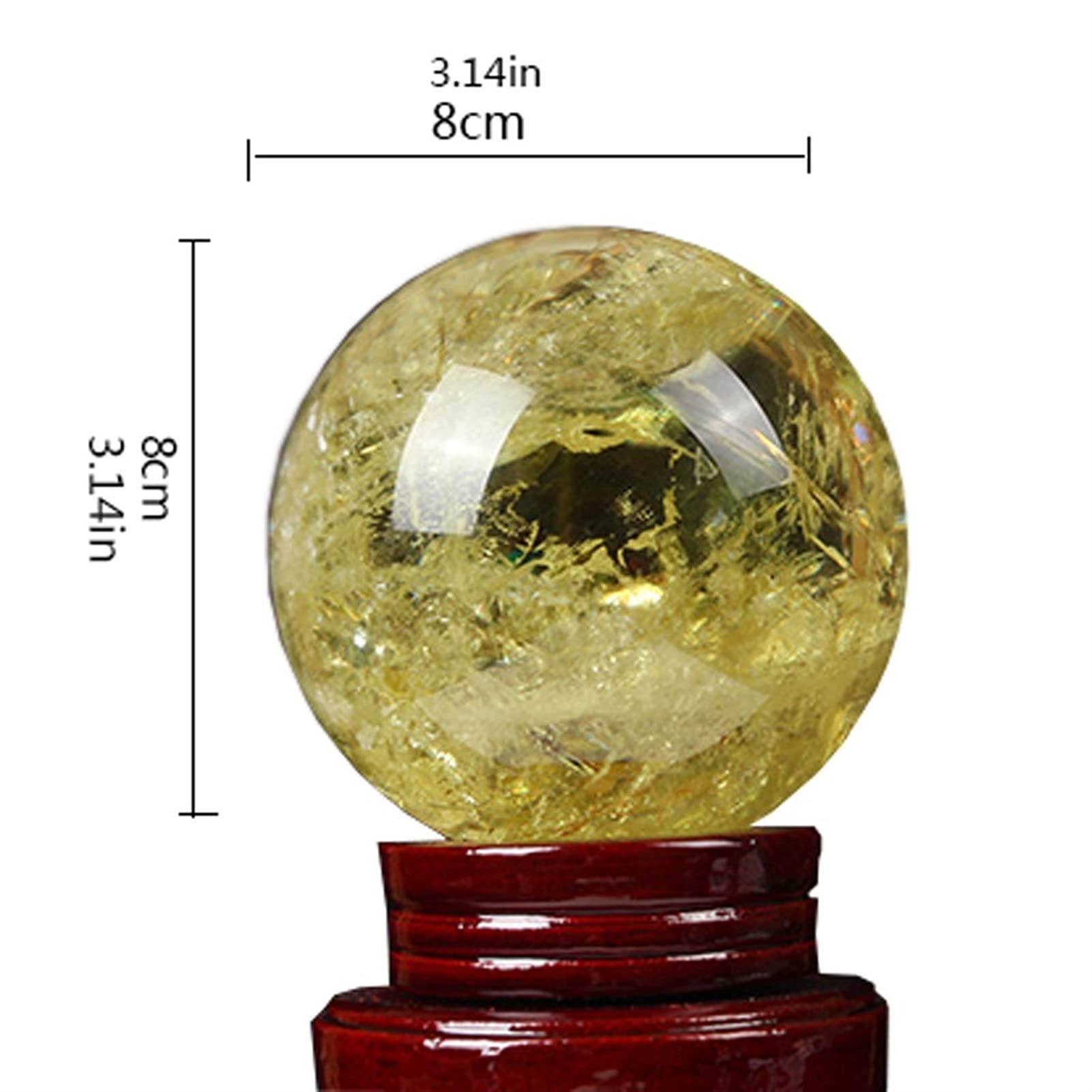 bola de cristal (en la magia occidental) Bola de cristal amarillo feng shui divination bola de cristal afortunado afortunado afortunado oficina decoración de la oficina bola de cristal(A8cm/3.14in)
