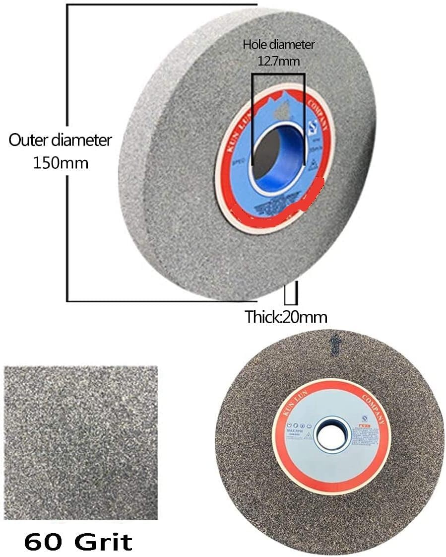Brown Corundum Bench Grinding Wheel - 150mm x 20mm x 12.7mm - Durable Abrasive Tool for Metal Grinding(60 Grit)