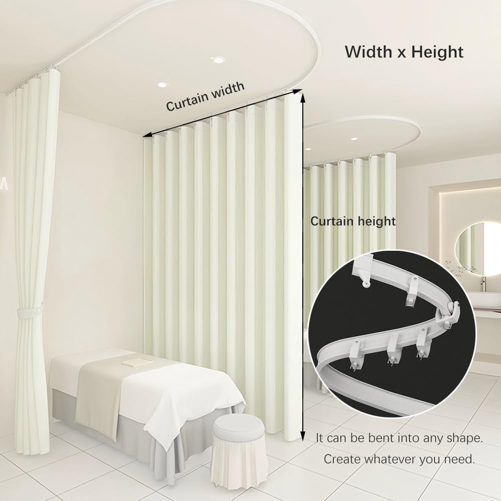 Montowany na suficie zestaw szyn działowych – 230 x 270 cm, idealny do salonu, przedszkola, szkoły, stylowy, biały design zapewniający prywatność i zarządzanie przestrzenią