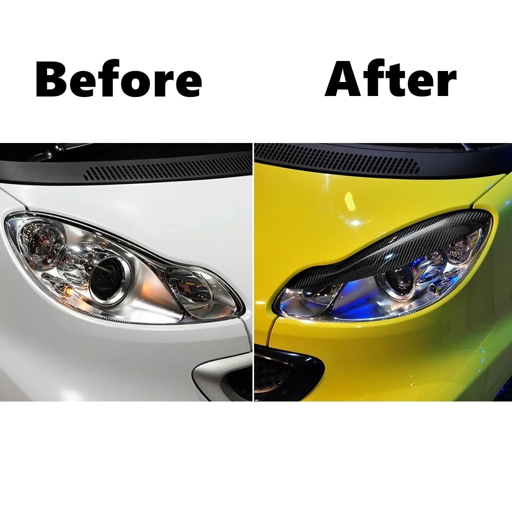 DEHIWI 1 Paia Fari Sopracciglio Palpebre, per Smart Fortwo W451 2007 2008 2009 2010-2014 Accessori Auto, Palpebre Trim Copertura Testa della Lampada Sticker