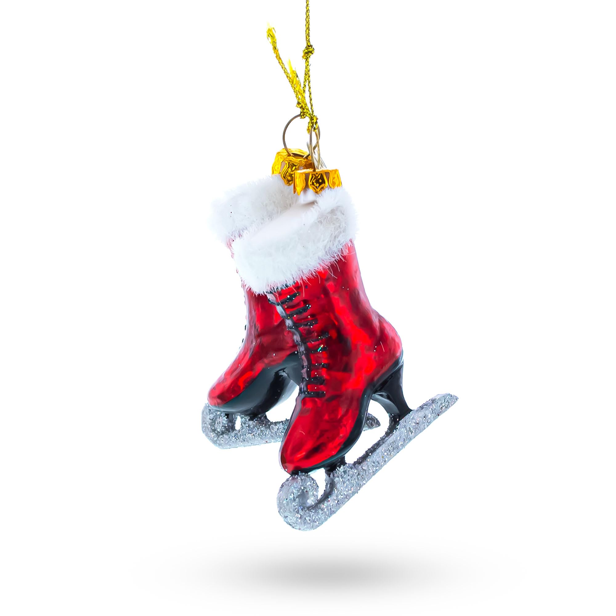 Décoration de Noël en verre souvenir d'enfance avec petits patins rouges rétro