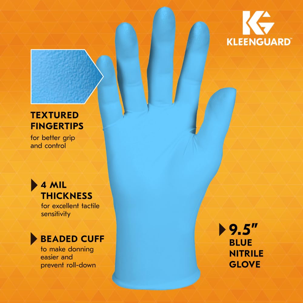 Kleenguard™ G10 Comfort Plus™ Blue Nitrile Gloves (54188), 4 Mil, Ambidextrous, Touchscreen Compatible, L (100 Gloves/Box)