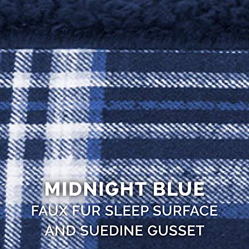 Image of Furhaven Pillow Dog Bed for Small Dogs w / Removable Washable Cover - Sherpa & Plaid Flannel Mattress - Midnight Blue, Small